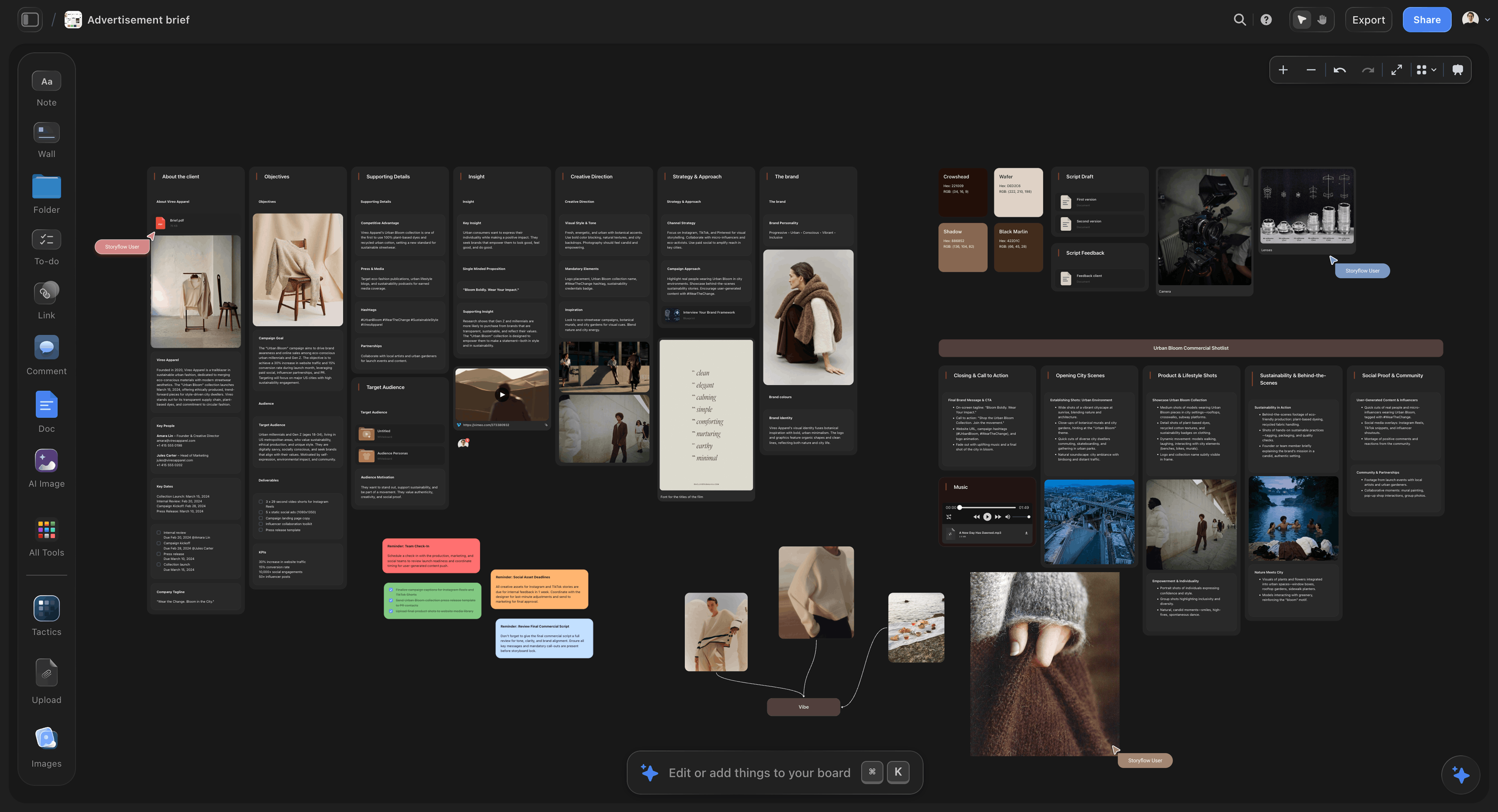 Free beat sheet template workspace in Storyflow